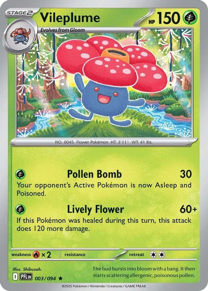 Vileplume 003  - Reverse Holofoil ME02 Phantasmal Flames - Rare