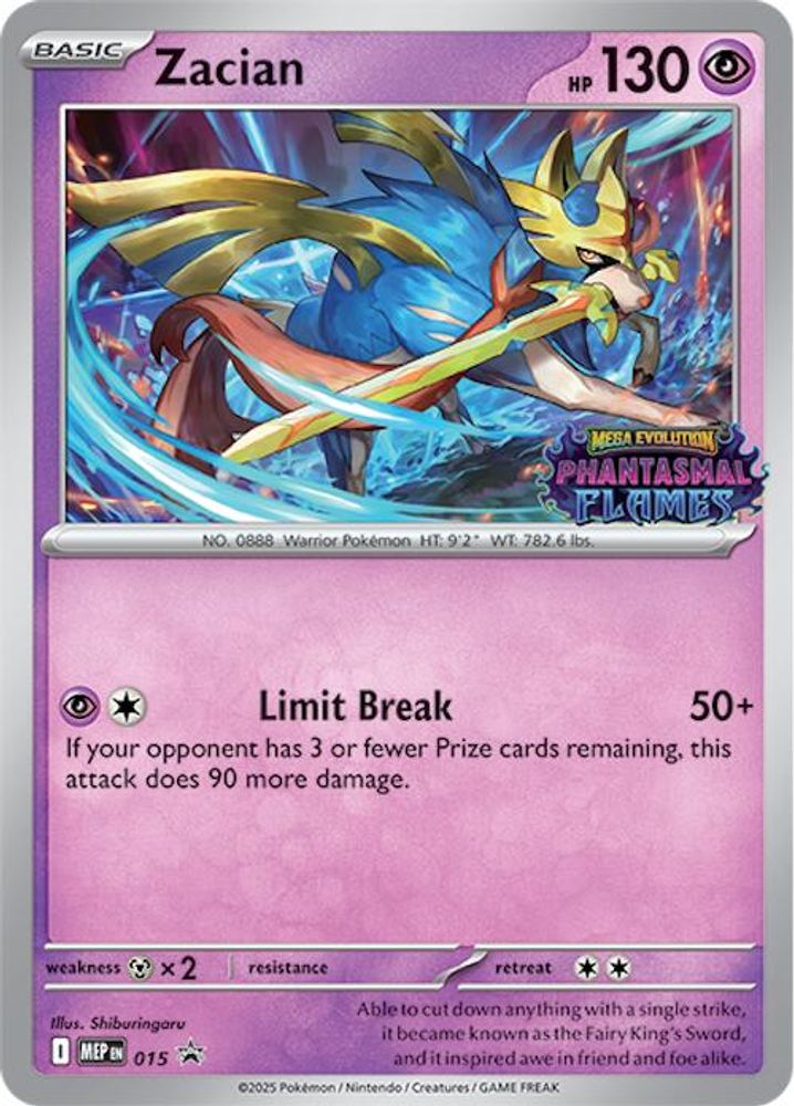 Zacian (Prerelease) 015  - Holofoil ME Mega Evolution Promo - Promo