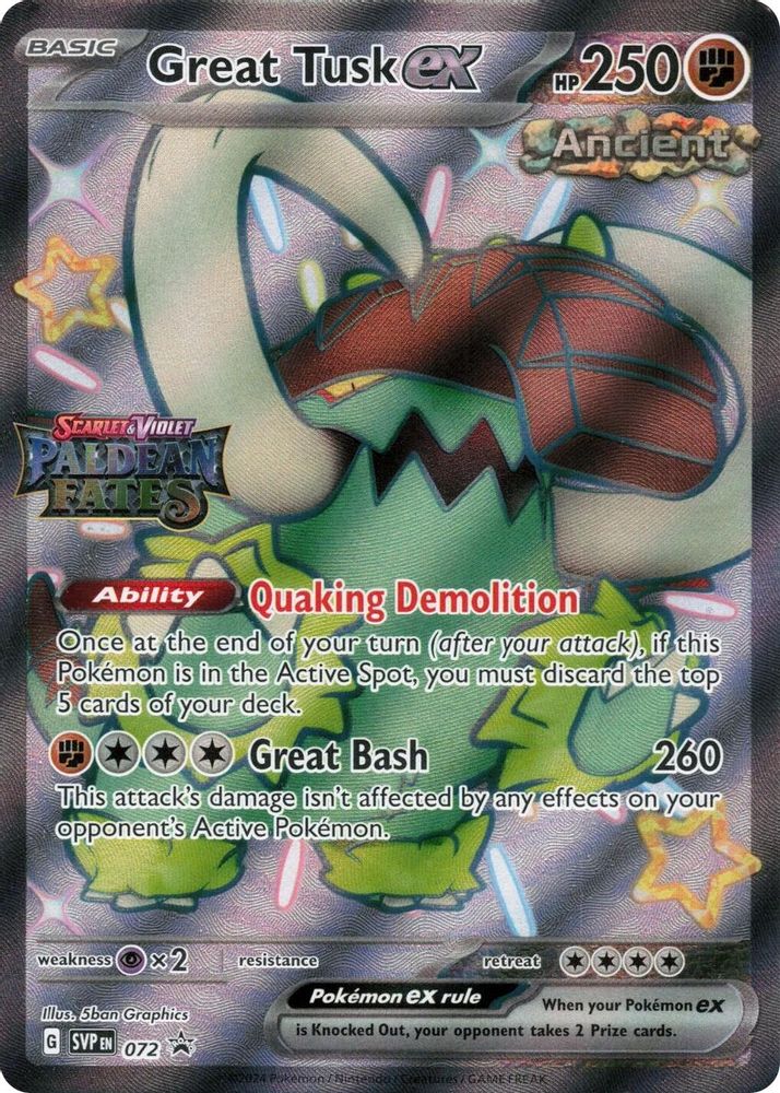 Great Tusk ex (Paldean Fates Stamped) 072  - Holofoil Miscellaneous Cards & Products - Promo