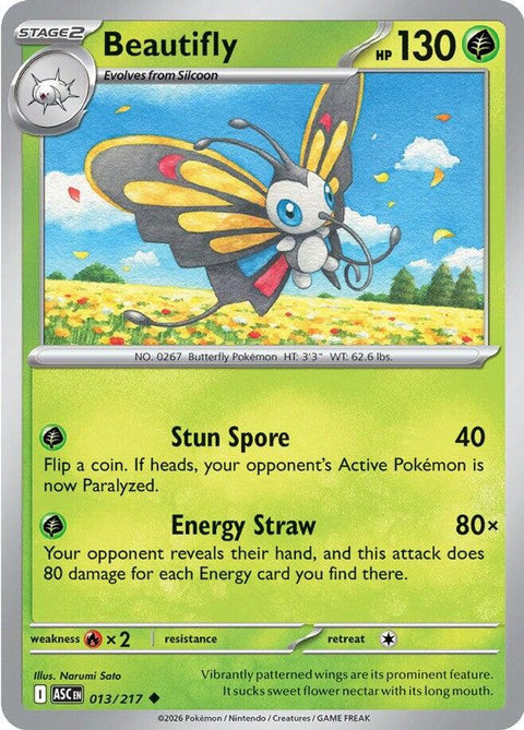 Beautifly 013/217  - Reverse Holofoil ME Ascended Heroes - Uncommon