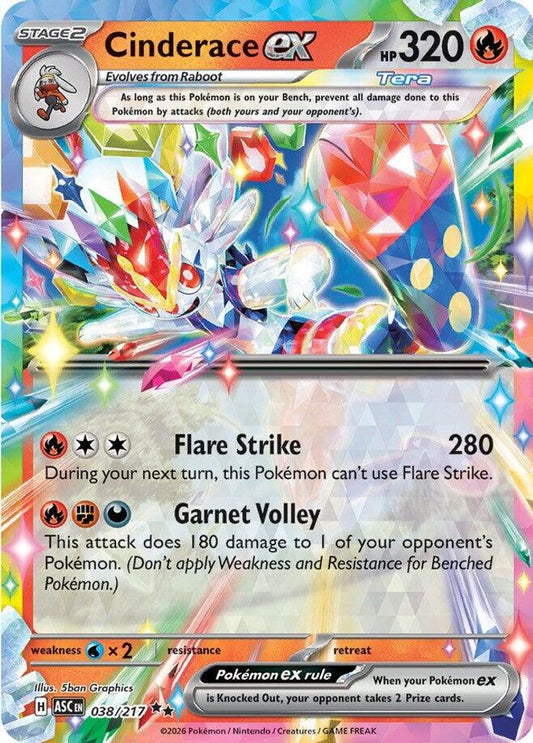 Cinderace ex 038  - Holofoil ME Ascended Heroes - Double Rare