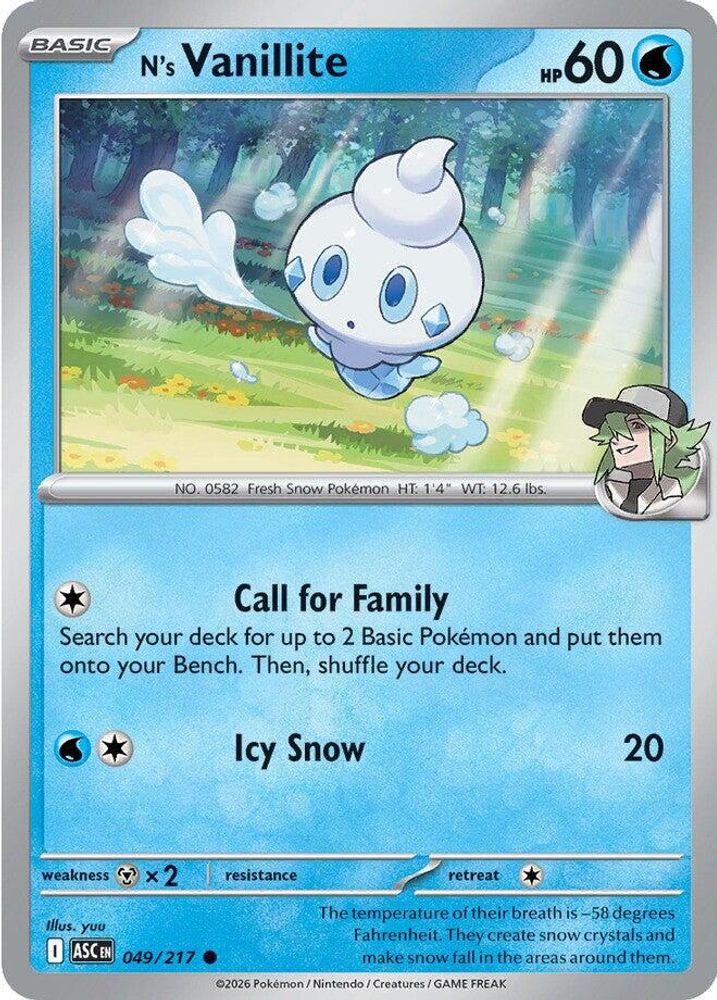 N's Vanillite 049  - Reverse Holofoil ME Ascended Heroes - Common
