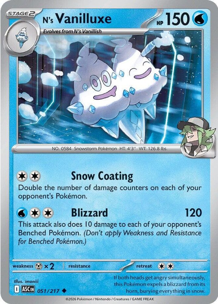 N's Vanilluxe 051  - Reverse Holofoil ME Ascended Heroes - Uncommon