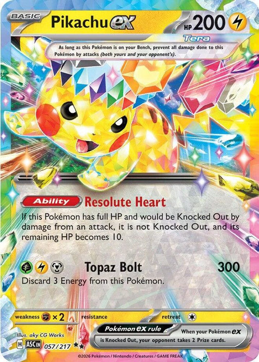 Pikachu ex 057/217  - Holofoil ME Ascended Heroes - Double Rare