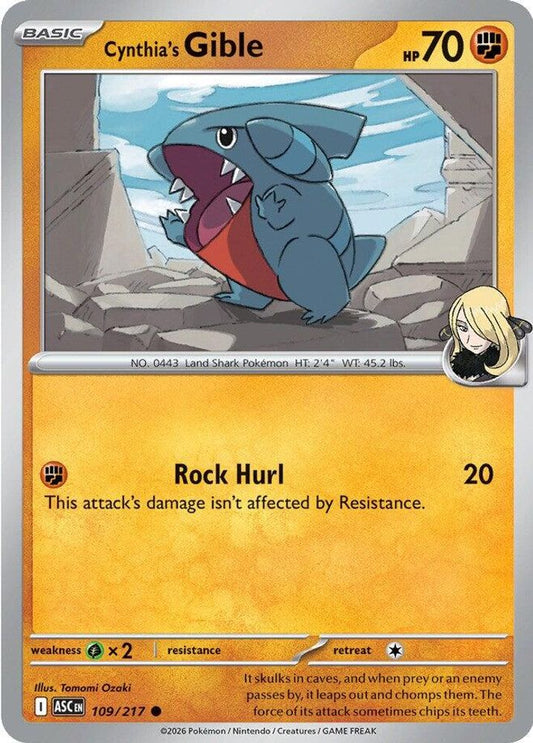 Cynthia's Gible 109  ME Ascended Heroes - Common