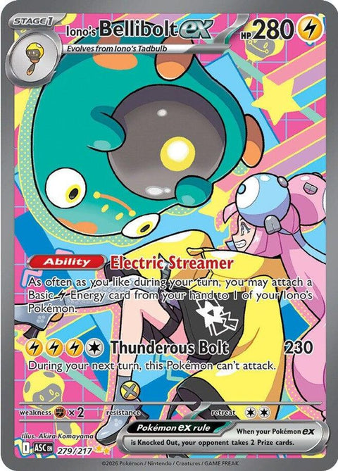 Iono's Bellibolt ex 279/217  - Holofoil ME Ascended Heroes - Special Illustration Rare