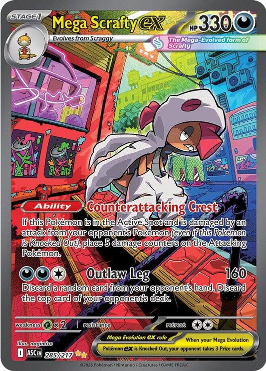 Mega Scrafty ex 285/217  - Holofoil ME Ascended Heroes - Special Illustration Rare