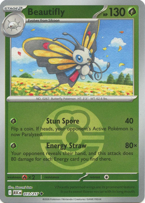 Beautifly (Love Ball) 013/217  - Reverse Holofoil ME Ascended Heroes - Uncommon