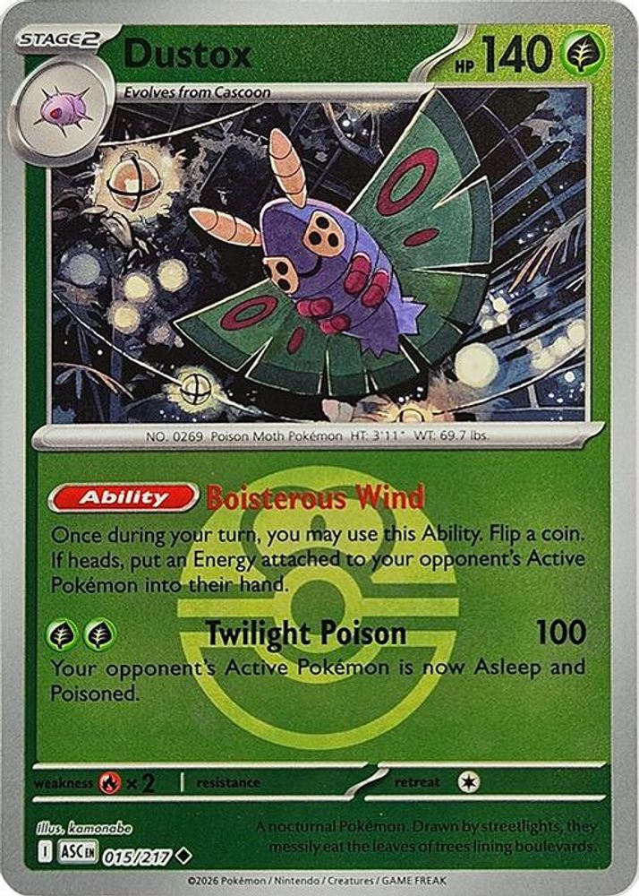 Dustox (Love Ball) 015/217  - Reverse Holofoil ME Ascended Heroes - Uncommon