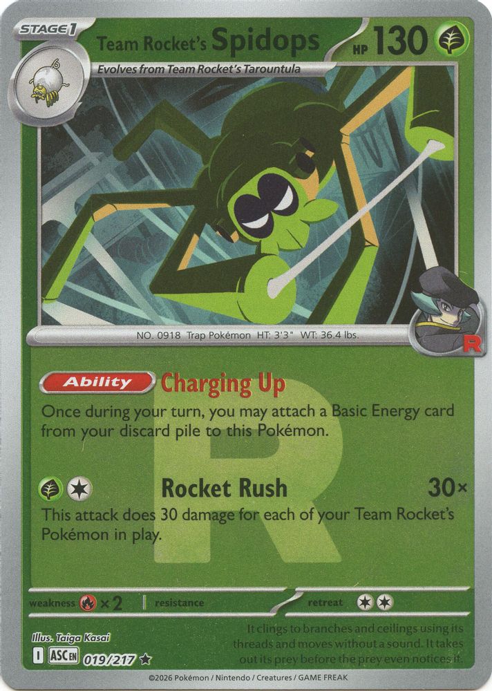 Team Rocket's Spidops (Team Rocket) 019  - Reverse Holofoil ME Ascended Heroes - Rare