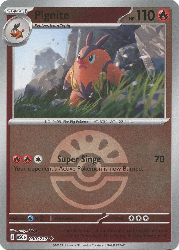 Pignite (Friend Ball) 030  - Reverse Holofoil ME Ascended Heroes - Uncommon