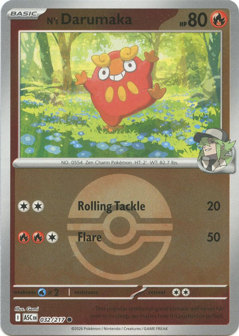 N's Darumaka (Poke Ball) 032  - Reverse Holofoil ME Ascended Heroes - Common