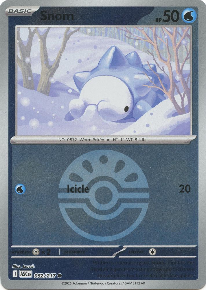 Snom (Friend Ball) 052  - Reverse Holofoil ME Ascended Heroes - Common