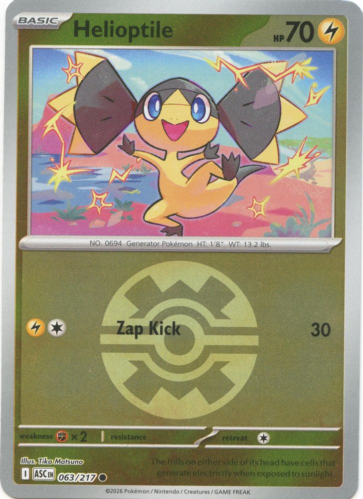 Helioptile (Quick Ball) 063  - Reverse Holofoil ME Ascended Heroes - Common