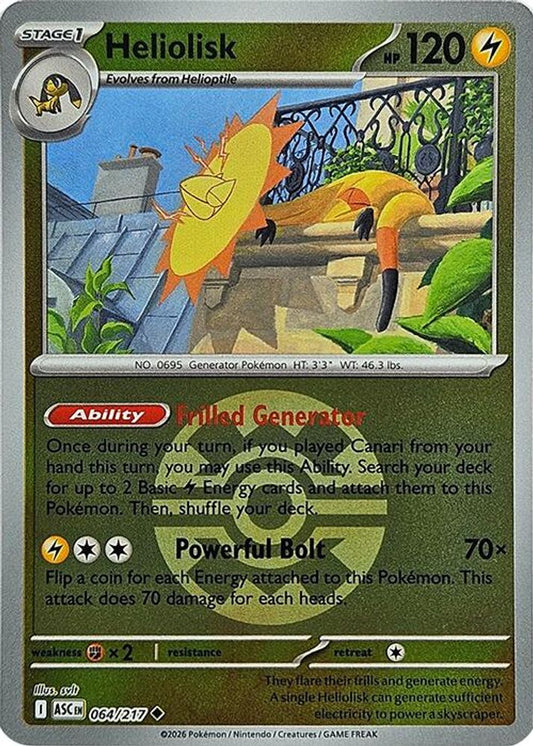 Heliolisk (Quick Ball) 064/217  - Reverse Holofoil ME Ascended Heroes - Uncommon