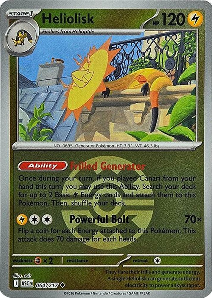 Heliolisk (Quick Ball) 064/217  - Reverse Holofoil ME Ascended Heroes - Uncommon
