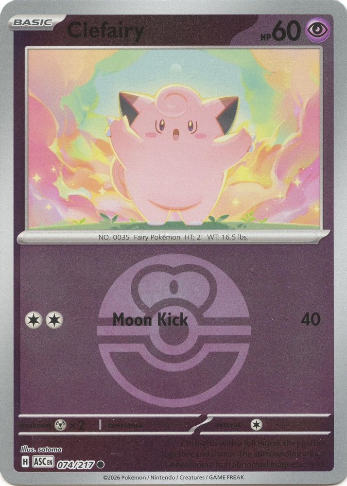 Clefairy (Love Ball) 074  - Reverse Holofoil ME Ascended Heroes - Common