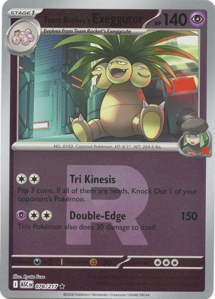 Team Rocket's Exeggutor (Team Rocket) 078  - Reverse Holofoil ME Ascended Heroes - Rare