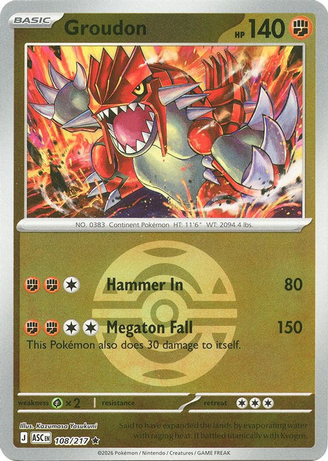 Groudon (Dusk Ball) 108  - Reverse Holofoil ME Ascended Heroes - Rare