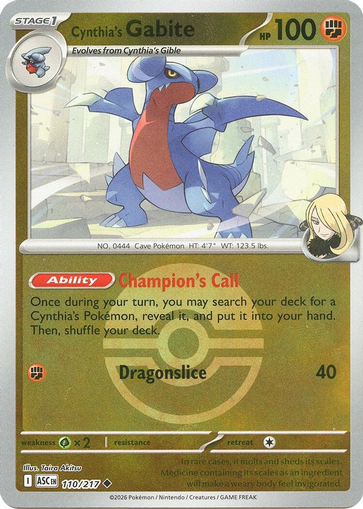 Cynthia's Gabite (Poke Ball) 110  - Reverse Holofoil ME Ascended Heroes - Uncommon