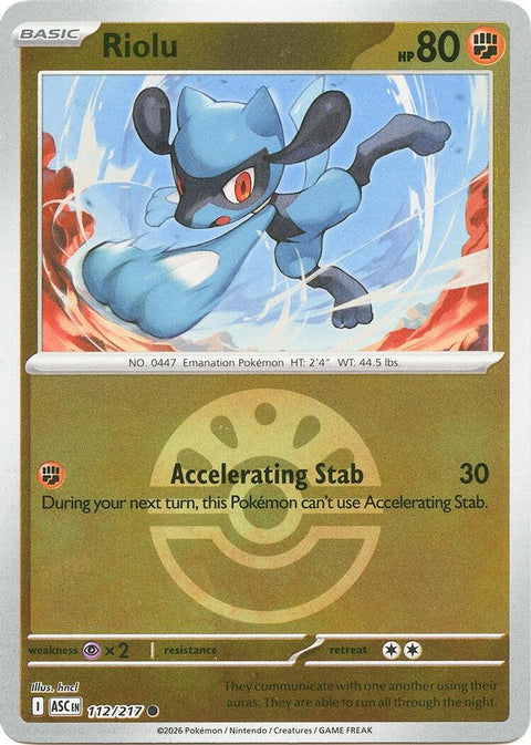 Riolu (Friend Ball) 112  - Reverse Holofoil ME Ascended Heroes - Common