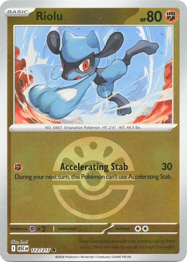 Riolu (Friend Ball) 112  - Reverse Holofoil ME Ascended Heroes - Common