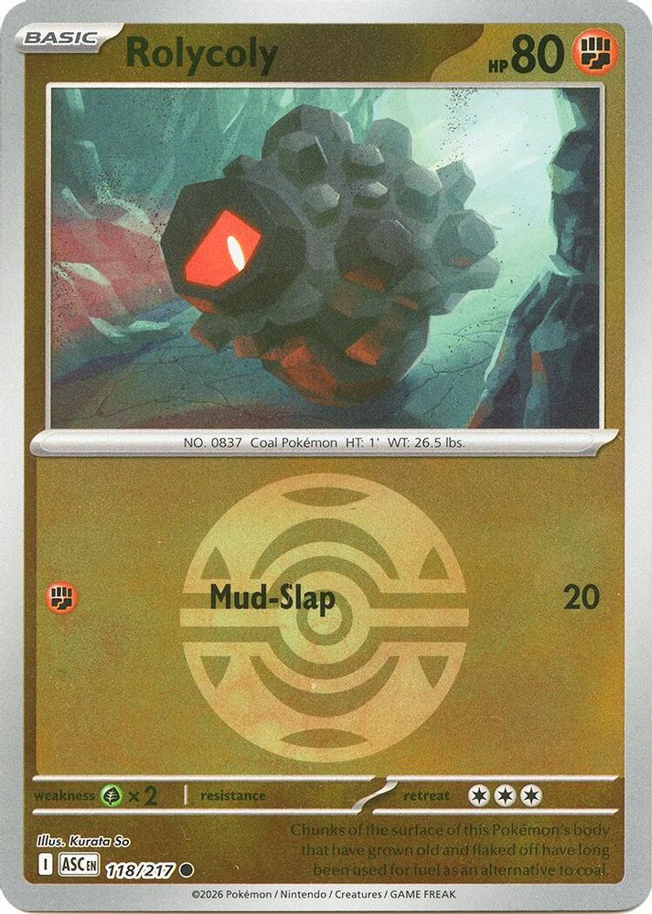 Rolycoly (Dusk Ball) 118  - Reverse Holofoil ME Ascended Heroes - Common