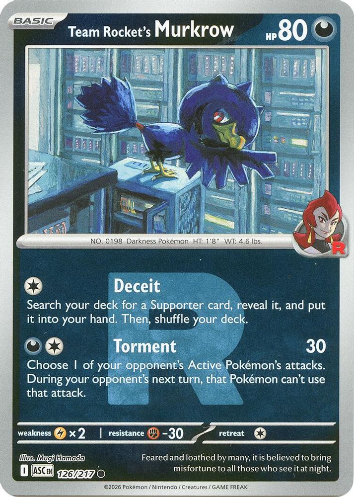 Team Rocket's Murkrow (Team Rocket) 126  - Reverse Holofoil ME Ascended Heroes - Common