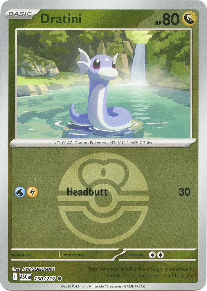Dratini (Love Ball) 150  - Reverse Holofoil ME Ascended Heroes - Common