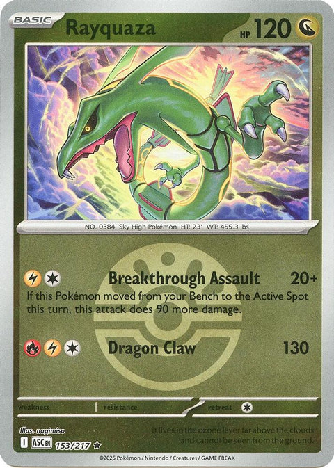 Rayquaza (Friend Ball) 153  - Reverse Holofoil ME Ascended Heroes - Rare