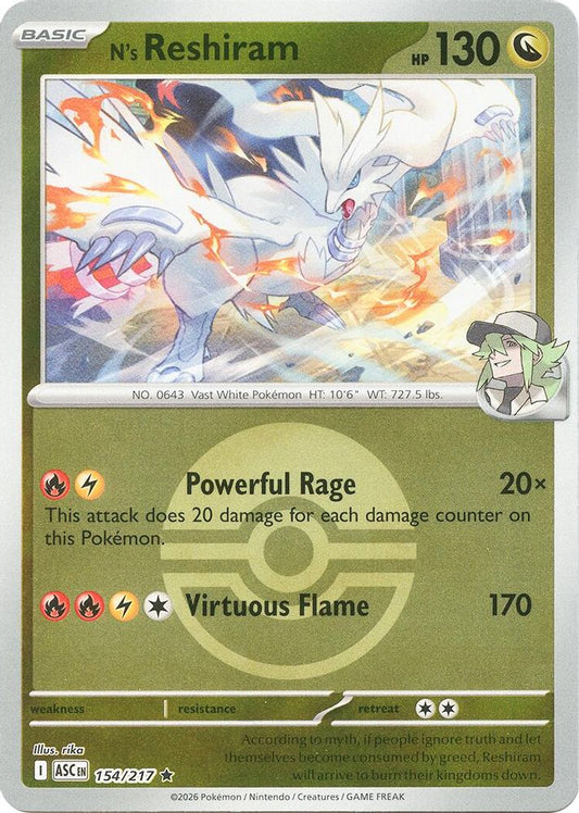 N's Reshiram (Poke Ball) 154  - Reverse Holofoil ME Ascended Heroes - Rare