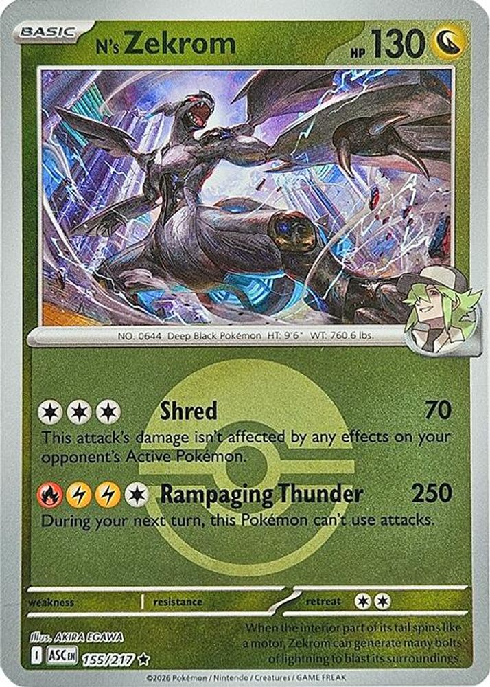 N's Zekrom (Poke Ball) 155  - Reverse Holofoil ME Ascended Heroes - Rare