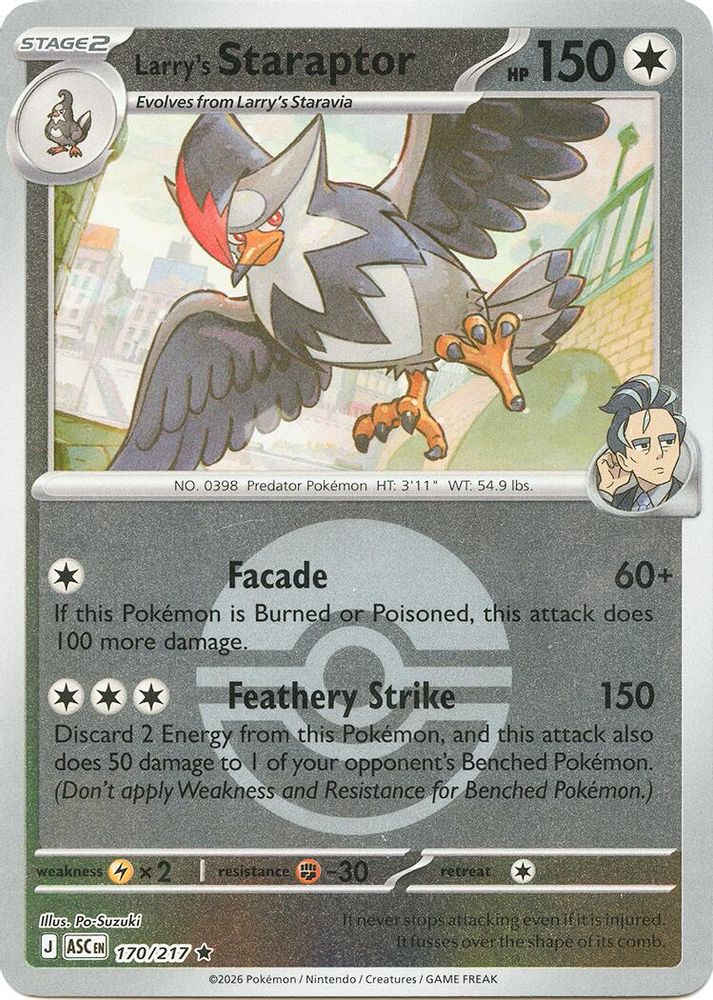 Larry's Staraptor (Poke Ball) 170/217  - Reverse Holofoil ME Ascended Heroes - Rare