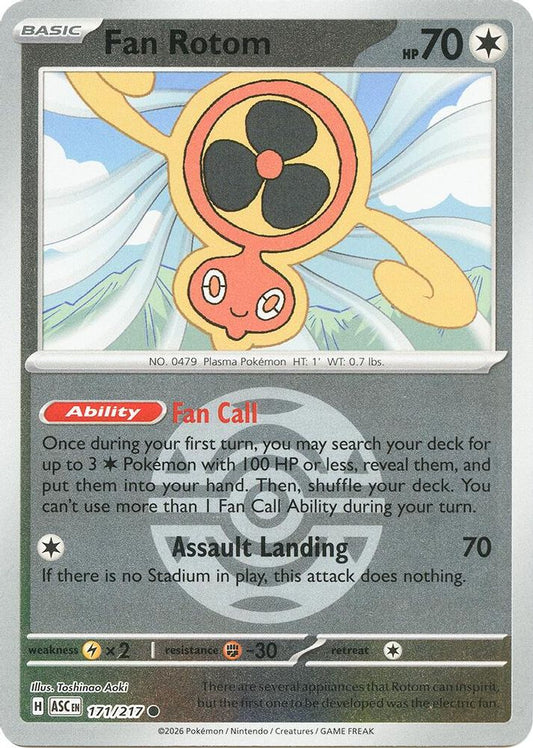 Fan Rotom (Dusk Ball) 171/217  - Reverse Holofoil ME Ascended Heroes - Common