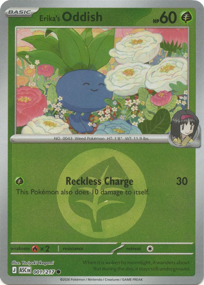 Erika's Oddish (Energy Symbol Pattern) 001  - Reverse Holofoil ME Ascended Heroes - Common