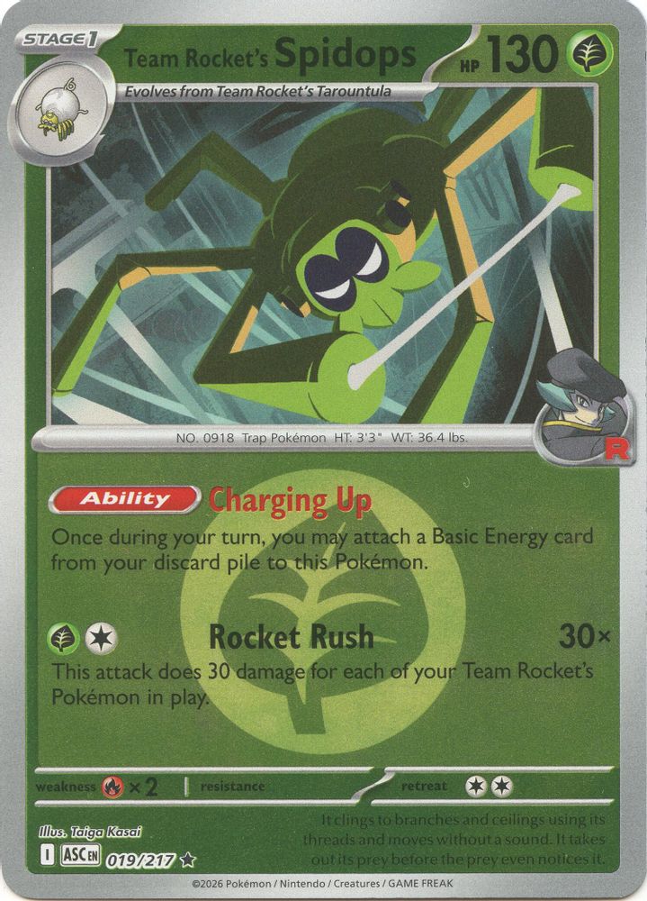 Team Rocket's Spidops (Energy Symbol Pattern) 019  - Reverse Holofoil ME Ascended Heroes - Rare