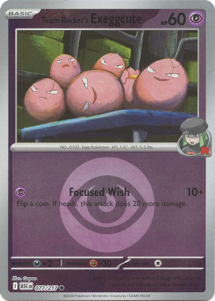 Team Rocket's Exeggcute (Energy Symbol Pattern) 077  - Reverse Holofoil ME Ascended Heroes - Common