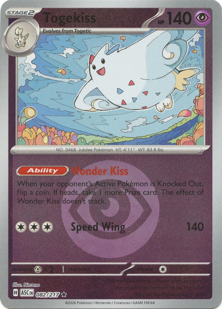 Togekiss (Energy Symbol Pattern) 082/217  - Reverse Holofoil ME Ascended Heroes - Rare