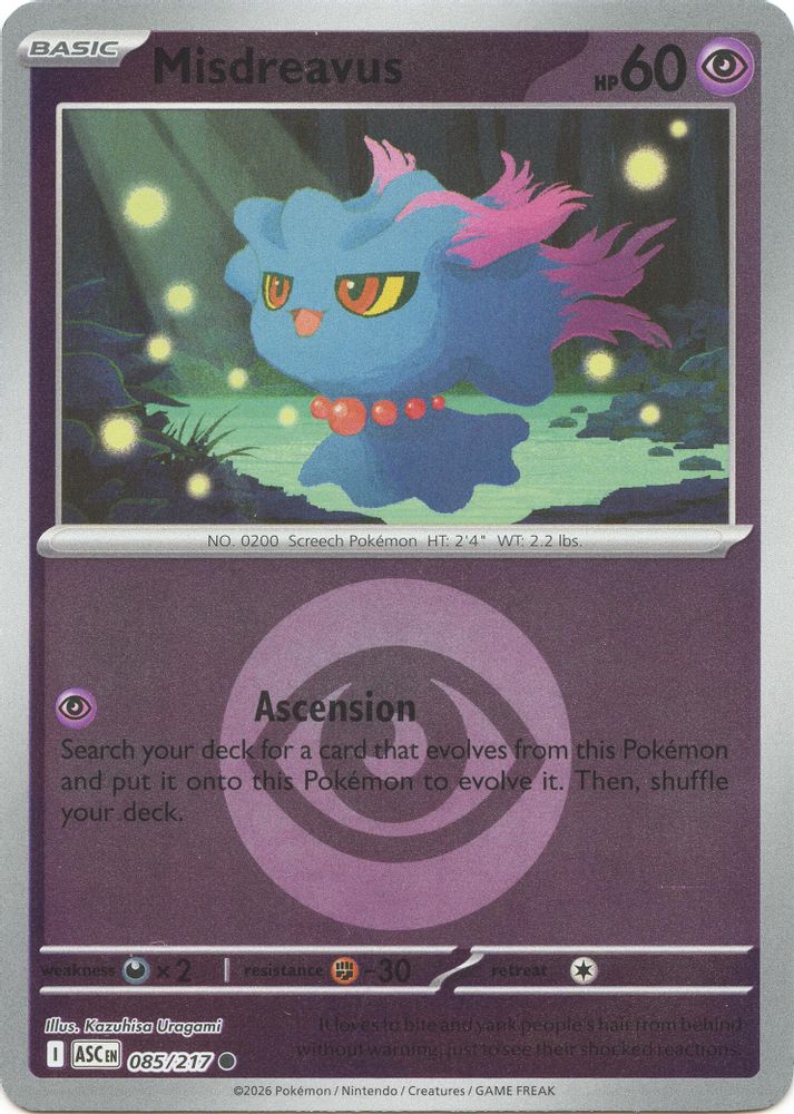 Misdreavus (Energy Symbol Pattern) 085/217  - Reverse Holofoil ME Ascended Heroes - Common