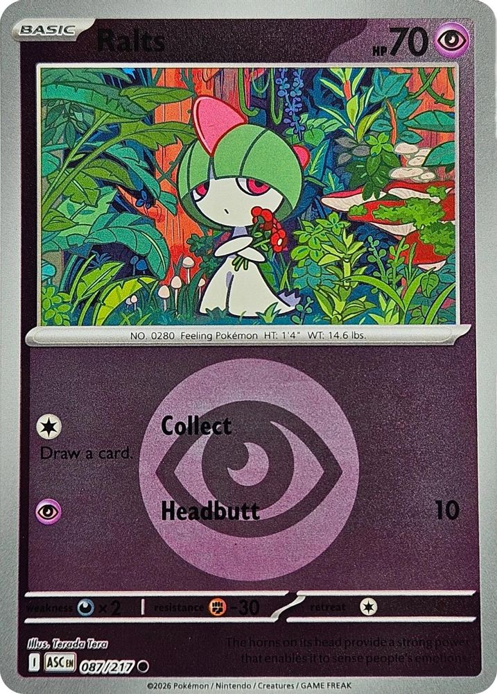 Ralts (Energy Symbol Pattern) 087  - Reverse Holofoil ME Ascended Heroes - Common