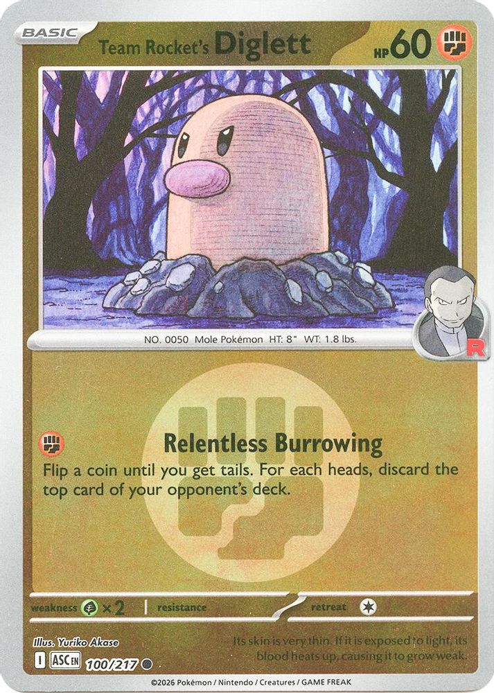 Team Rocket's Diglett (Energy Symbol Pattern) 100  - Reverse Holofoil ME Ascended Heroes - Common