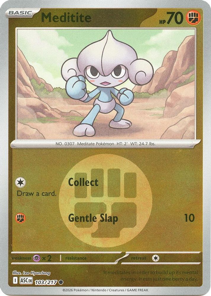 Meditite (Energy Symbol Pattern) 103  - Reverse Holofoil ME Ascended Heroes - Common