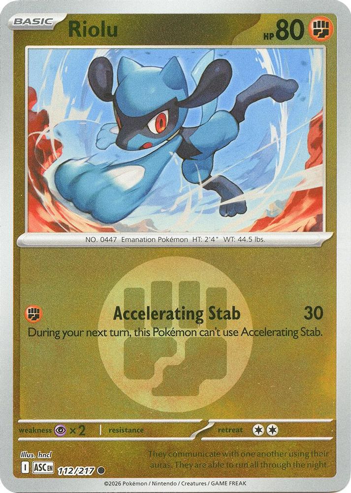 Riolu (Energy Symbol Pattern) 112  - Reverse Holofoil ME Ascended Heroes - Common