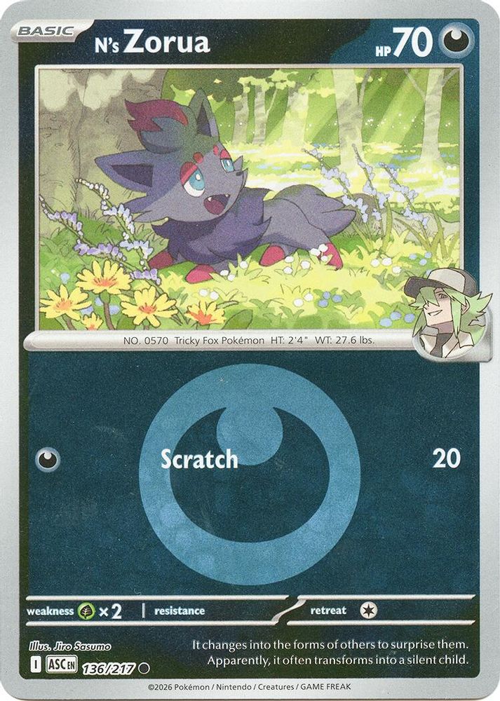 N's Zorua (Energy Symbol Pattern) 136  - Reverse Holofoil ME Ascended Heroes - Common