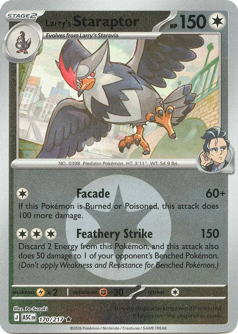 Larry's Staraptor (Energy Symbol Pattern) 170/217  - Reverse Holofoil ME Ascended Heroes - Rare