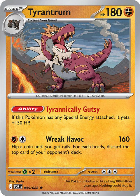 Tyrantrum 045  - Reverse Holofoil ME03 Perfect Order - Rare