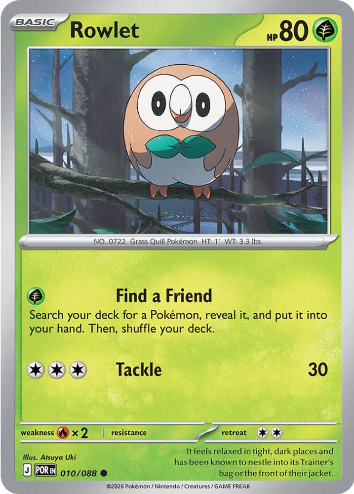 Rowlet 010/088  - Reverse Holofoil ME03 Perfect Order - Common