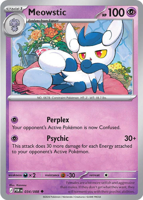 Meowstic 034  - Reverse Holofoil ME03 Perfect Order - Uncommon