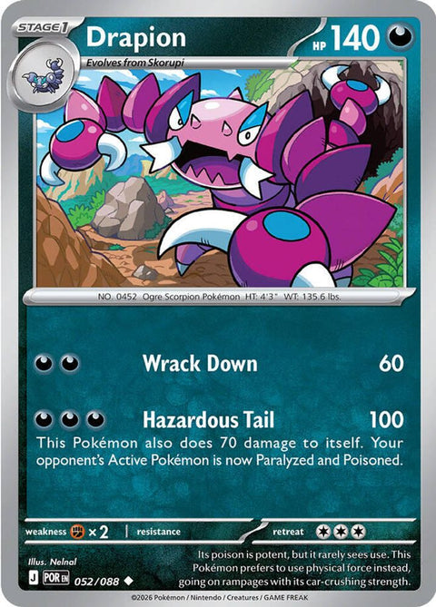 Drapion 052/088  - Reverse Holofoil ME03 Perfect Order - Uncommon