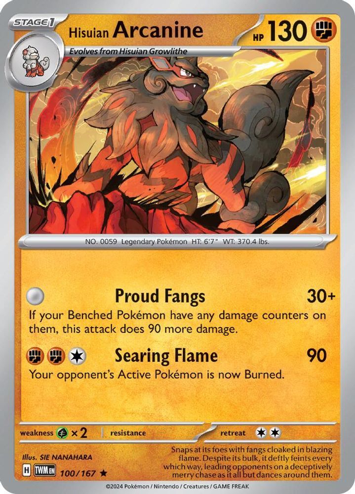 Hisuian Arcanine (Non-Holo) 100/167  Deck Exclusives - Rare